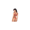 Ensemble sexy 3 pièces peek-a-boo en dentelle avec string et porte-jarretelles 